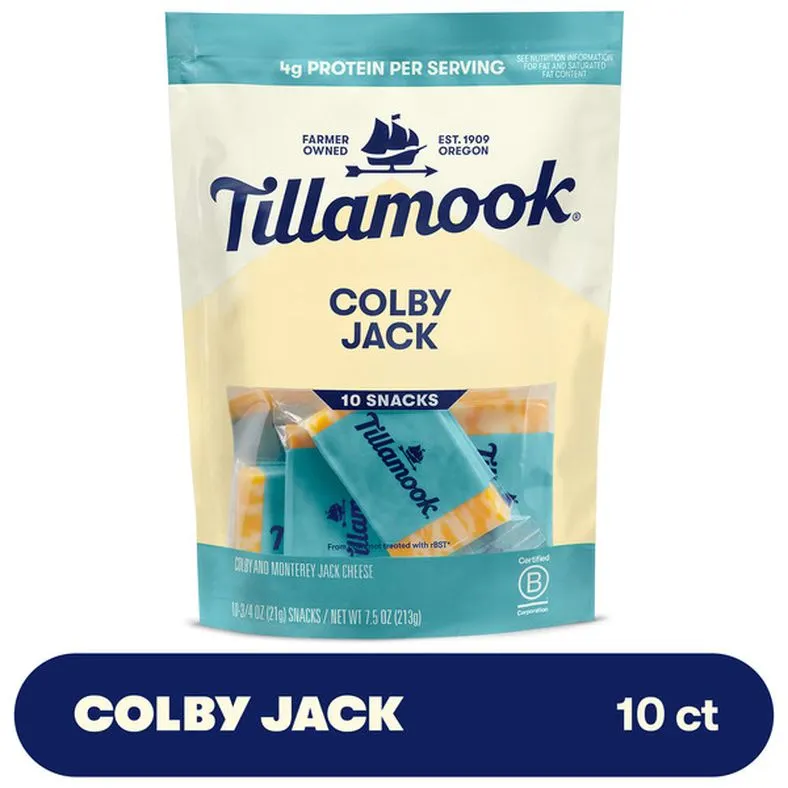 Tillamook Colby Jack Cheese Snack Portions, 0.75oz, 10ct