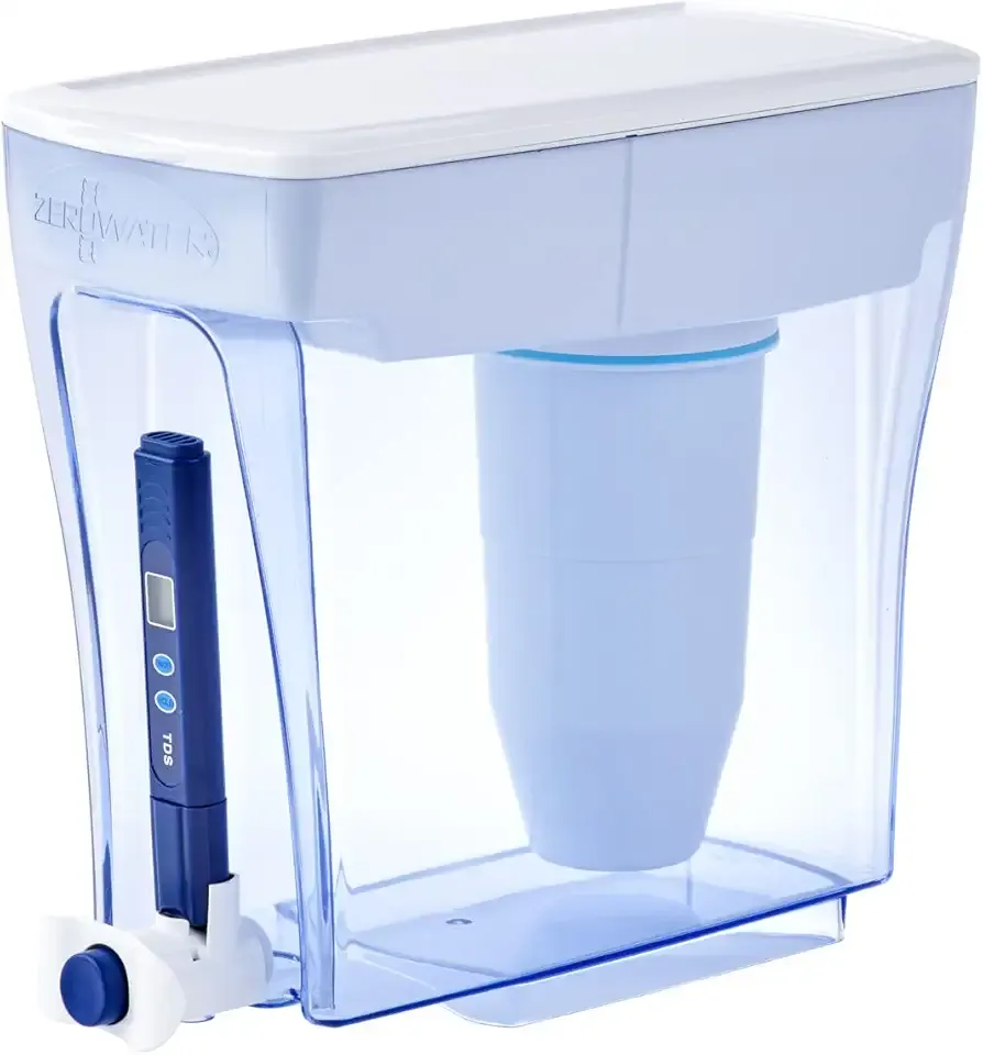 ZeroWater 20-Cup Ready-Pour 5-Stage Water Filter Dispenser with 0 TDS Water Filter – IAPMO Certified to Reduce Lead, Chromium, and PFOA/PFOS