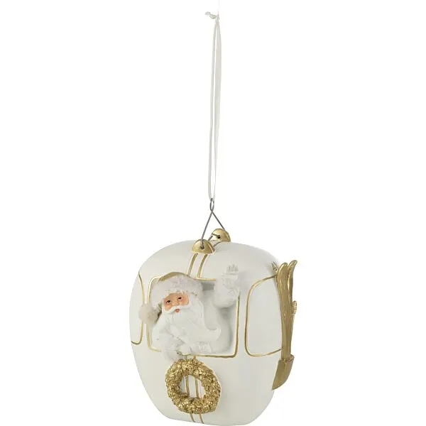 J-Line kersthanger Sneeuwcabine wit/goud - polyresin - 18 x 15,5 x 23 cm