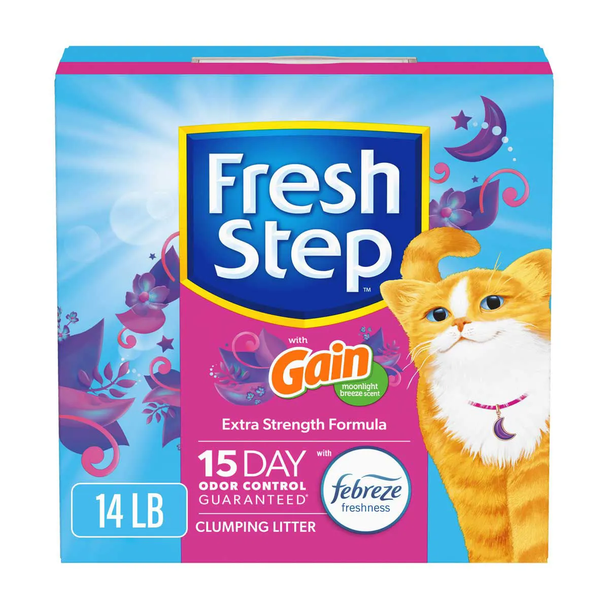 Fresh Step Clumping Litter With Febreze Freshness, Gain Moonlight Breeze Scent, 14 lb