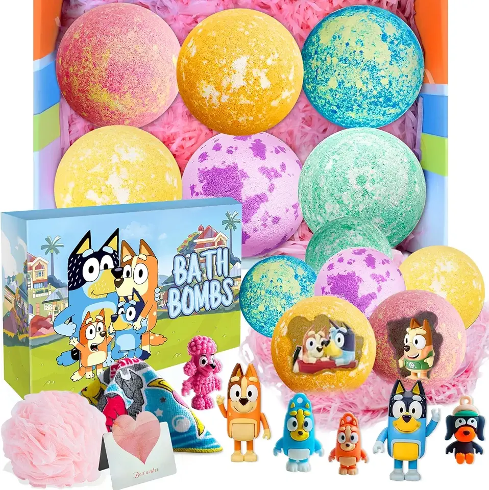 Bath Bombs for Kids: XXL Bath Bombs with Surprise Inside, Organic Bath Bombs Rich in Natural Essential Oils, Kids Bath Gift Set for Dry Skin Moisturize, Easter Basket Stuffers for Kids (6 Pcs)