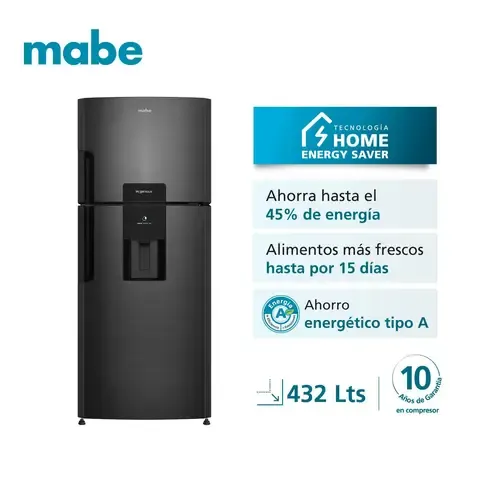 Refrigeradora No Frost 432L Netos Black Steel Mabe RMP470YPC
