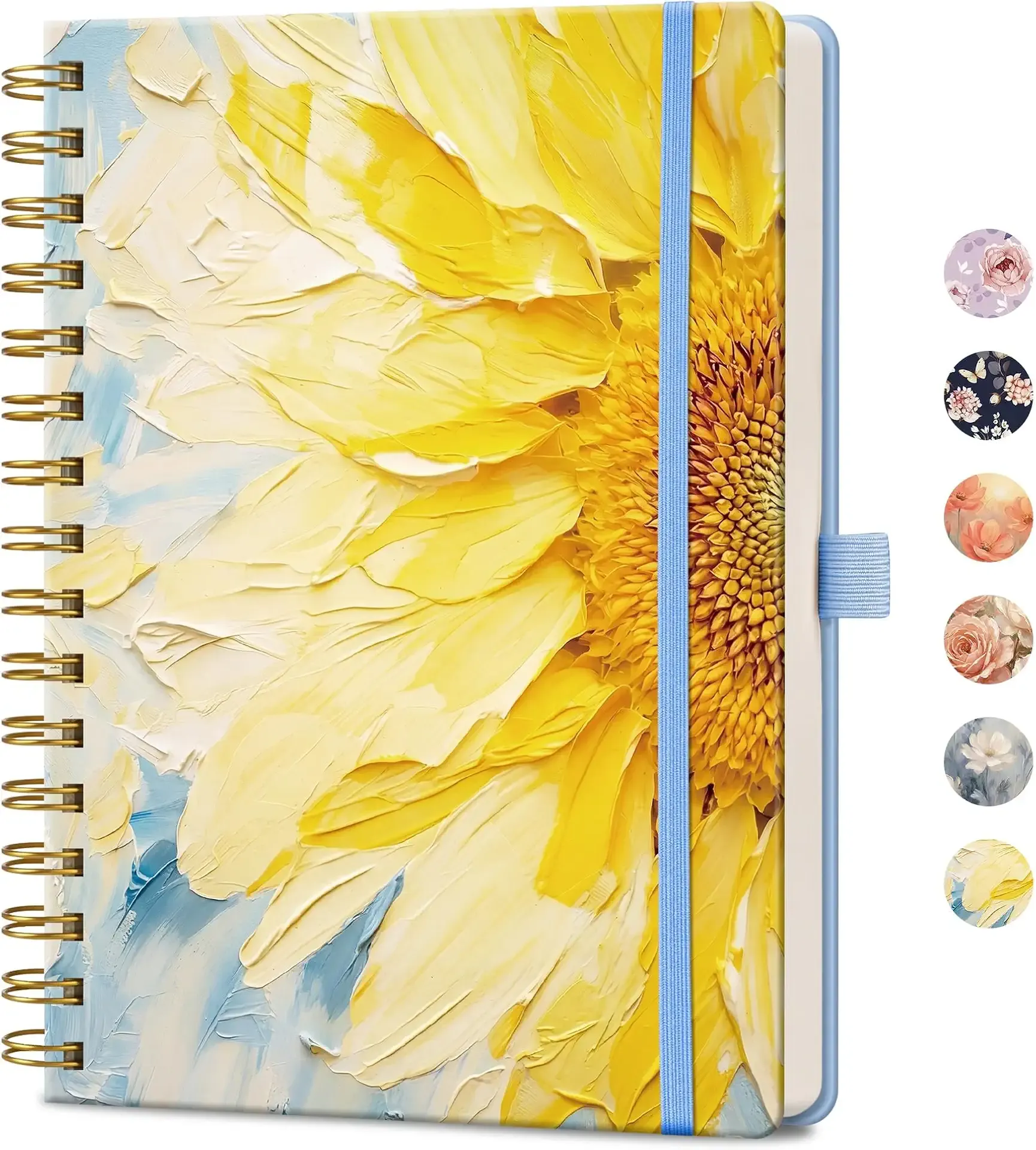 AHGXG Spiral Journal Notebook, 160 Lined Pages, A5 Medium Size (5.7'' x 8.3''), for Women, Journaling, Writing, Work & Office, Hardcover, 100 GSM Thick Paper (Vibrant Sunflower)