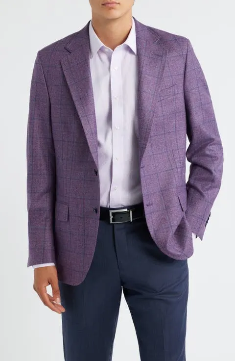 Hyperlight Soft Purple Shadow Check Wool Sport Coat (Regular & Big)