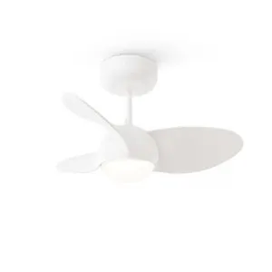 Ventilador de techo con luz silencioso DC 20W con mando ø55 cm Onekey SULION blanco luz CCT 3 aspas| 6 velocidades| modo verano/invierno| temporizador| brisa| recomendado para <13m²