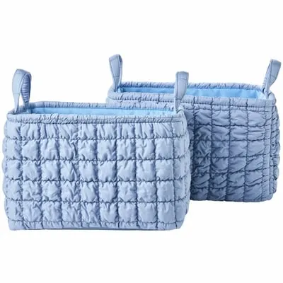 Quilted Bubble Storage Basket 2 Pack - Blue
