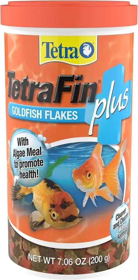 TetraFin Plus Goldfish Flakes 7.06 Ounces, Balanced Diet, With Algae To Promote Health