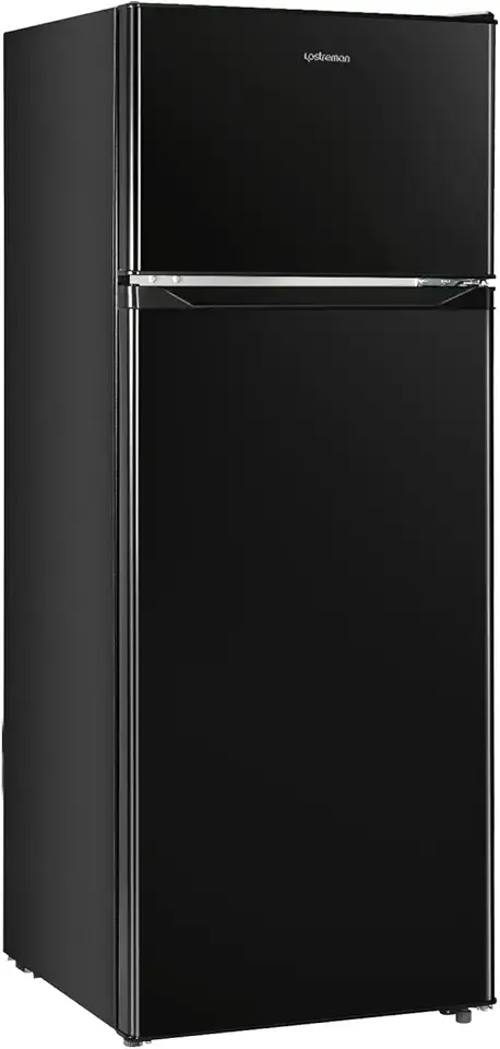 Upstreman 7.7 Cu.Ft. Refrigerator with Freezer, Double Door Fridge, Adjustable Thermostat, Large Capacity, Reversible Door Swing, Refrigerator for Apartment, Office, Dorm, Black(BD75)