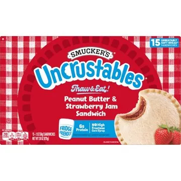 Smucker's Uncrustables Peanut Butter & Strawberry Jam Sandwiches, 15 ct