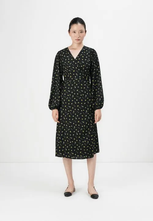 VIELLIE V NECK DRESS - Kjole - black/yellow