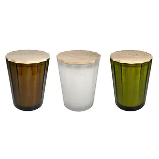 Sand + Fog 57 oz. Scalloped Candle with Rubber Wood Lid