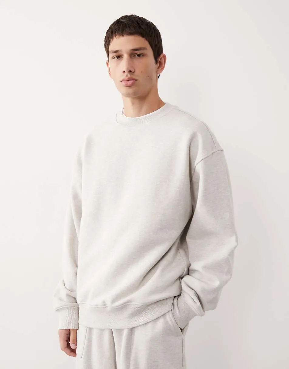 ASOS COLLECTIVE oversized super heavyweight crew in grey marl