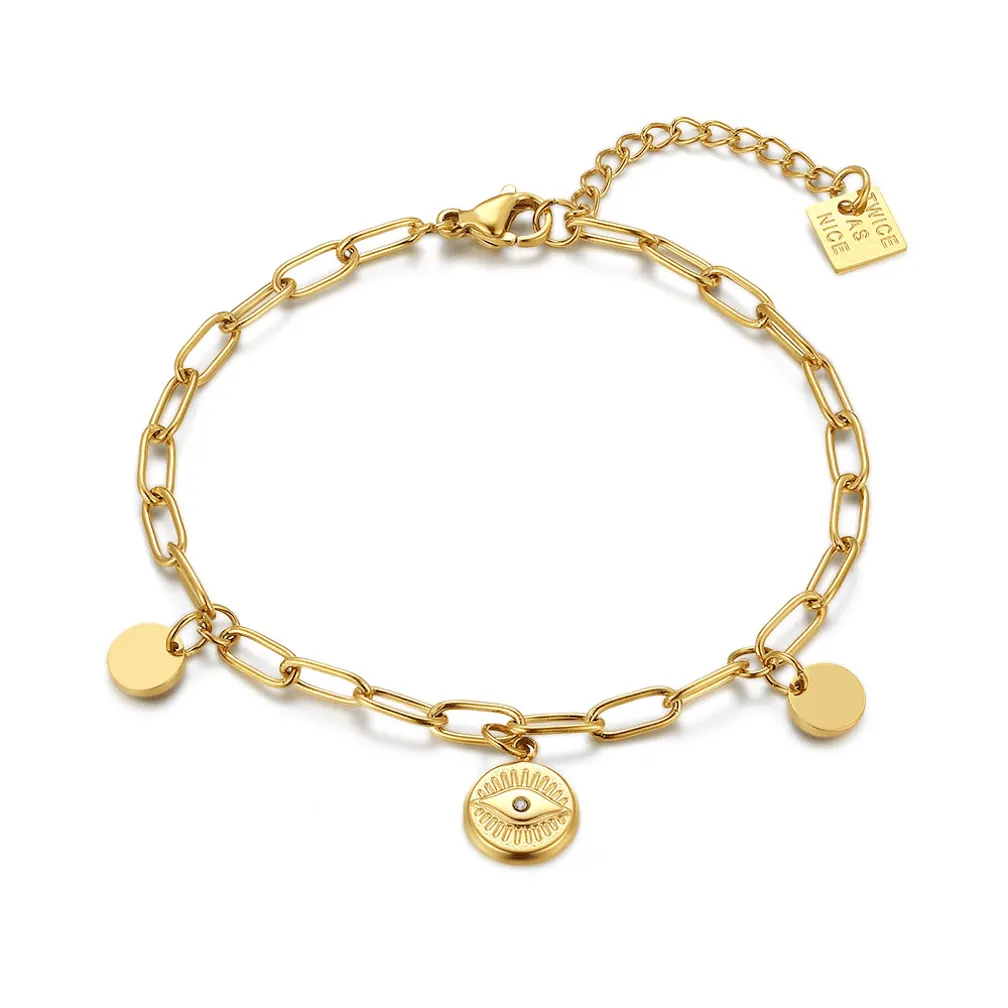 Armband in edelstaal, schakel met hangers