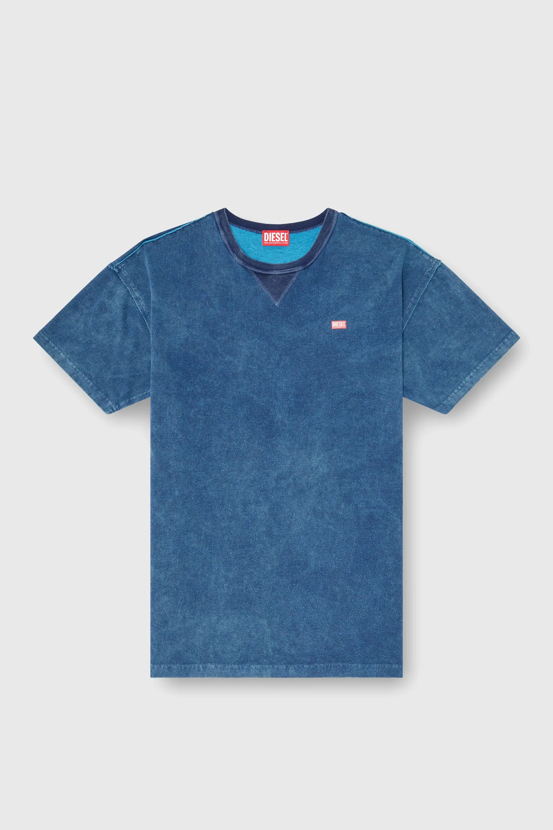 Acid-wash T-shirt with frayed details