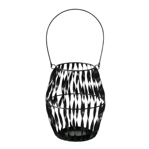 Windlicht - schwarz - Eisen - 18 cm