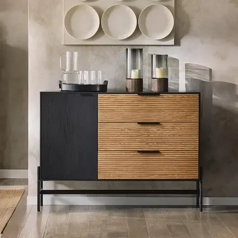Buffet Bellavista Roble y negro 40x124x81 cm