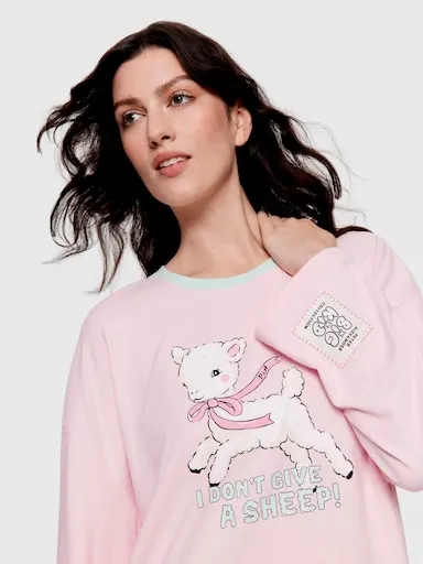 Don't Give A Sheep 100% Cotton Oversized Long Sleeve Top
