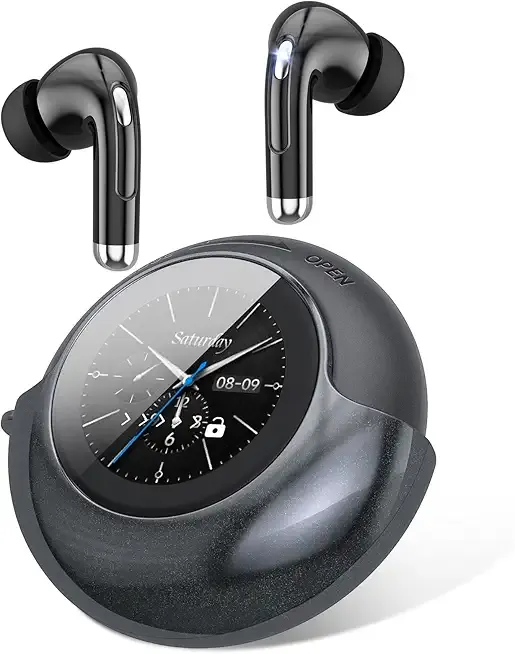Wireless Earbuds with Smart Touch Screen & 180° Rotating Case – Bluetooth 5.4 Headphones, Noise Cancelling Ear Buds for Clear Calls, Stress Relief Design Earphones