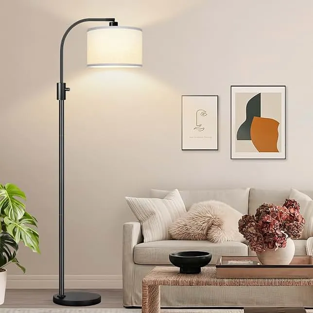 Nintiue Upgraded Modern Arc Dimmable Tall Standing Floor Lamp with White Shade, 1200 Lumens LED Bulb Included, for Living & Reading…