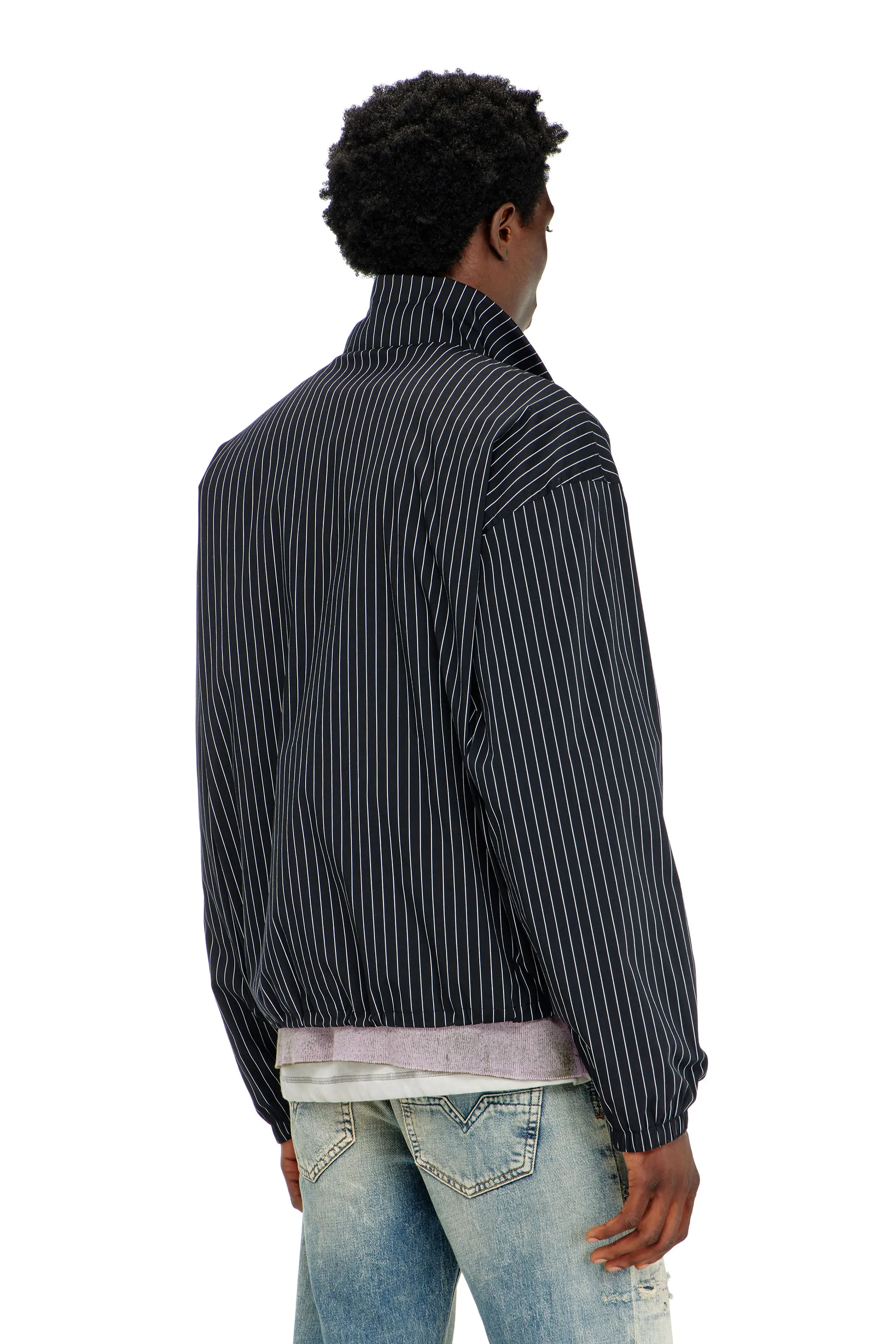 Nylon pinstripe Jacket with Phoenix embroidery