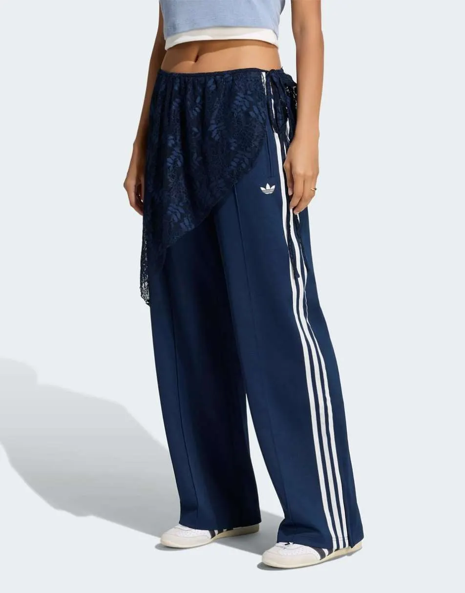 adidas Originals 2in1 firebird loose track pants with lace skirt in collegiate navy
