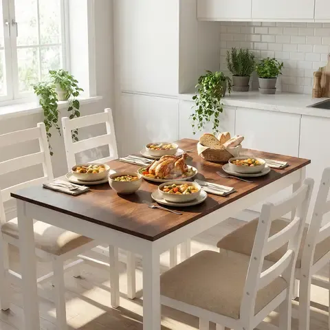 Juego de Comedor 4 Sillas Mesa Rectangular Moderno 108x73x56cm