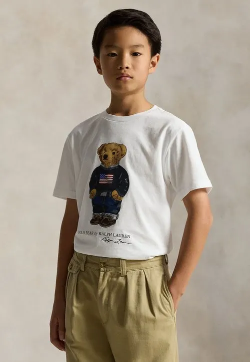 POLO BEAR COTTON JERSEY TEE 7-14Y - T-shirts med print - white core
