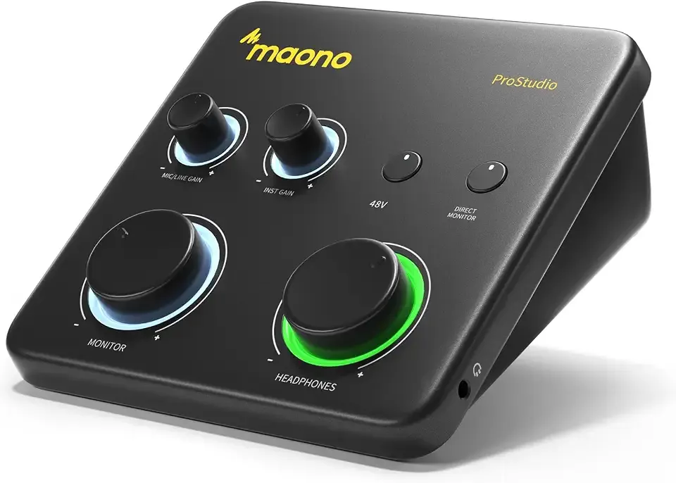 MAONO PS22 Lite USB Audio Interface for PC: Interface with XLR Input 24-bit/192kHz Routing Software LOOPBACK ASIO Driver for Recording Music, Home-Studio, Guitar, Podcast, Streaming, DAW(Black)