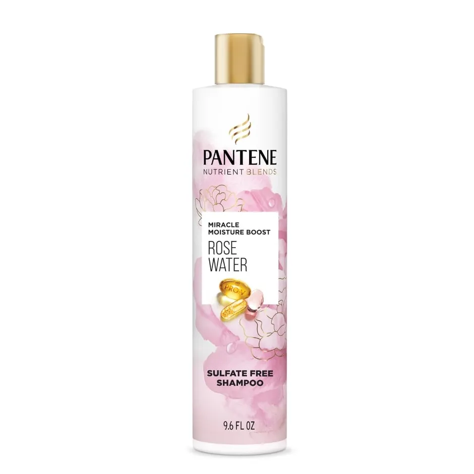 Pantene Nutrient Blends Miracle Moisture Boost Rose Water Sulfate Free Shampoo 9.6 FL OZ