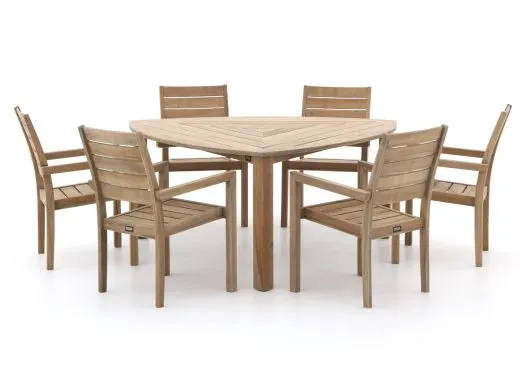 ROUGH-S 170cm dining tuinset 7-delig stapelbaar