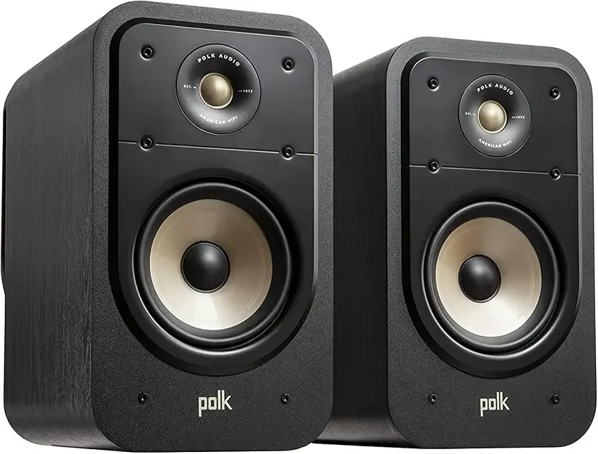 Polk Audio Signature Elite ES20 Bookshelf Speakers, Pair, Stunning Black | Hi-Res Audio Certified, Dolby Atmos & DTS:X Compatible, 1" Tweeter & 6.5" Woofer, Power Port Technology for Effortless Bass