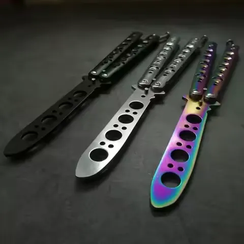 Folding Butterfly Knife Trainer Stainless Steel Pocket Practice Training Uncut Tool for Outdoor Games Hand Movements