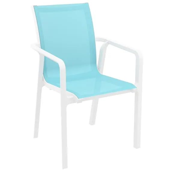 Compamia Pacific Sling Arm Chair White Frame Turquiose Sling, Set of 2 $396.00