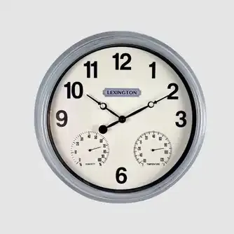 Lexington Farmhouse Grey Outdoor Wall Clock 42cm