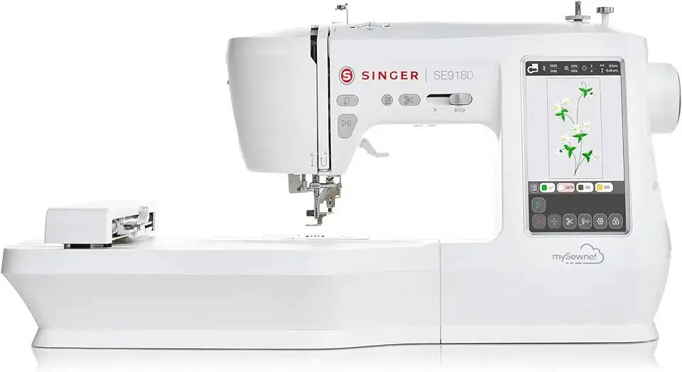 SINGER SE9180 Sewing & Embroidery Machine | 250 Built-in Stitches, 150 Embroidery Designs, 10 Fonts, 1-Step Buttonhole, 7" Touchscreen, Automatic Needle Threader & WiFi Connectivity