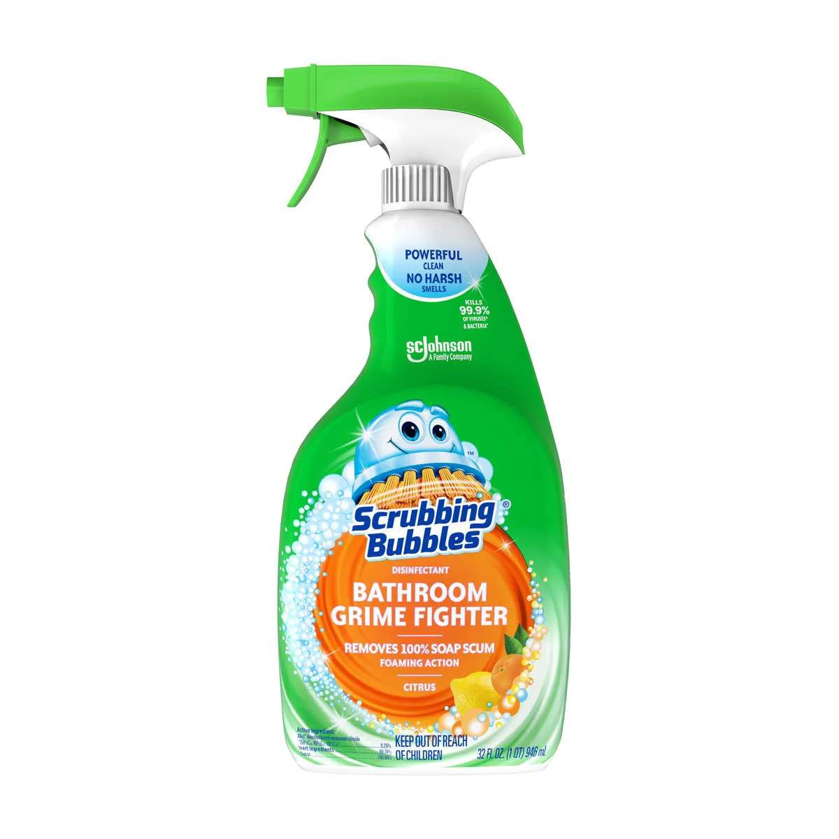 Scrubbing Bubbles Bathroom Grime Fighter Disinfectant Cleaner, Citrus Scent, 32oz