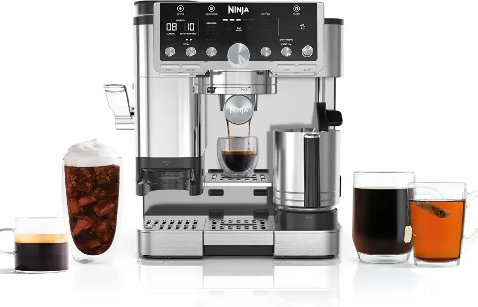 Luxe Café Pro Series, Espresso, Cold Brew, Hot Water, ES701 | Drip Coffee, Integrated Tamper, Built-in Grinder, Hands-Free Frother for Cappuccinos, Lattes, Americanos, Dairy or Non-Dairy