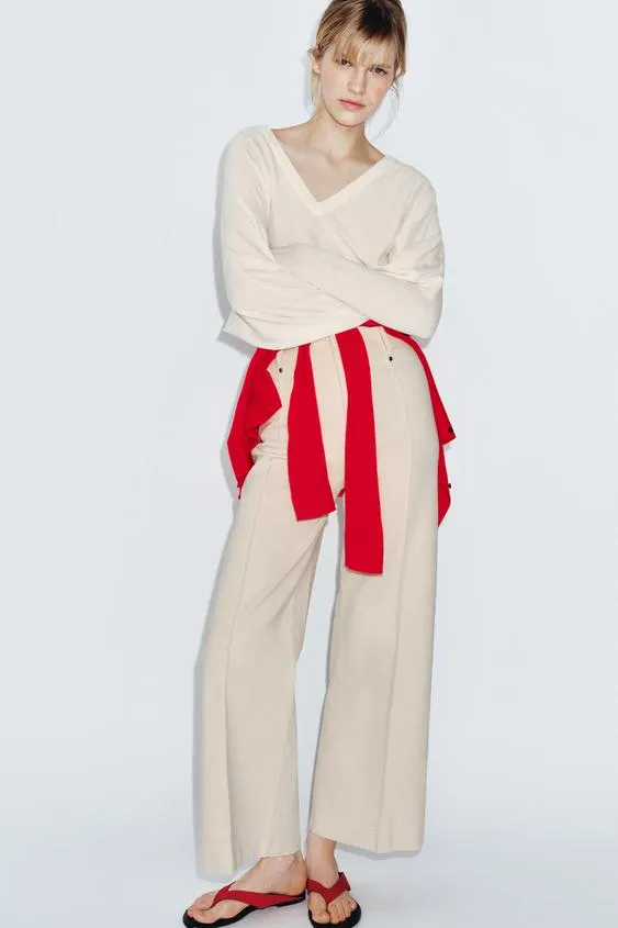 ZW COLLECTION TAILORED WIDE-LEG HIGH-WAIST JEANS