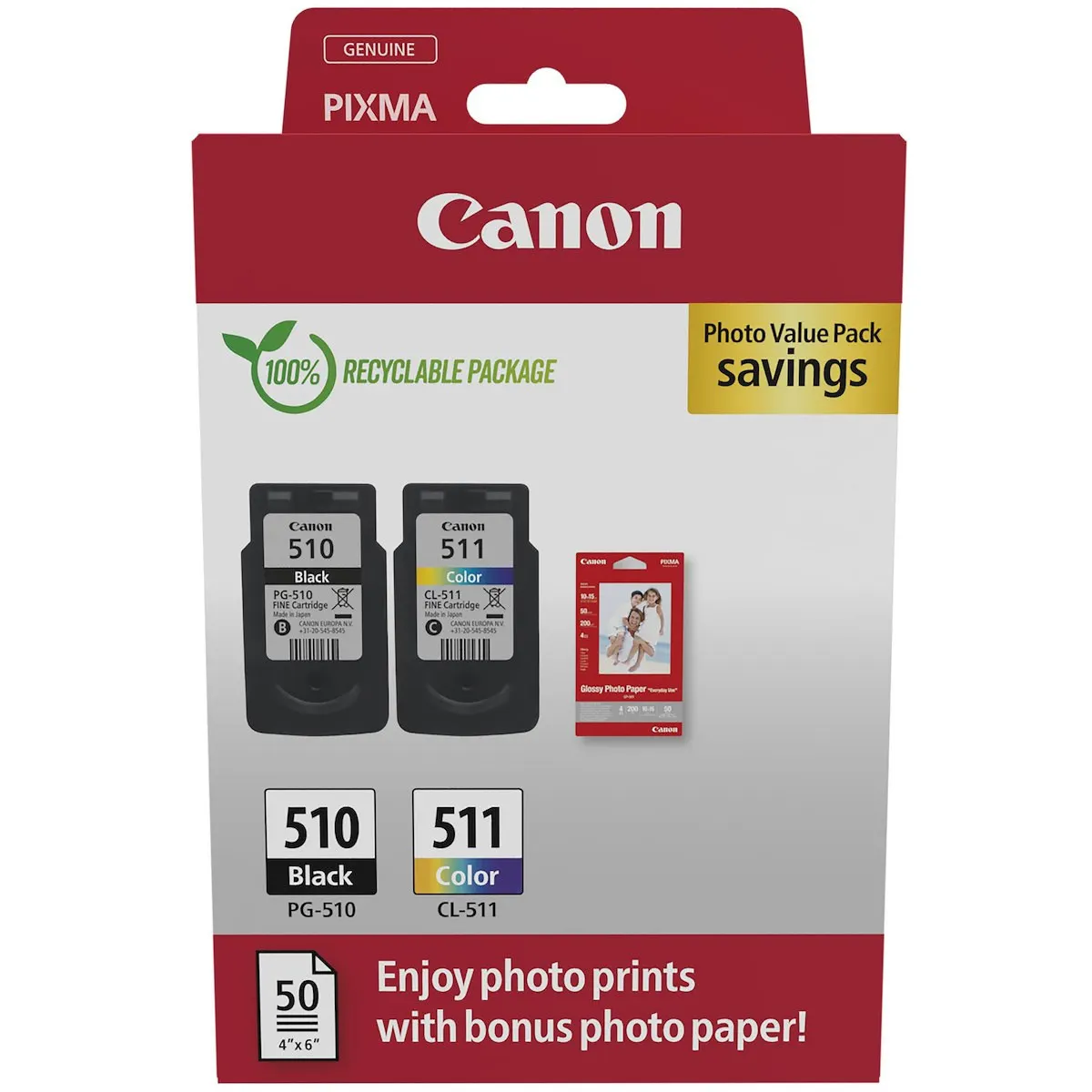 CANON - PG - 510 + CL - 511 + CARTA FOTOGRAFICA GP - 501
