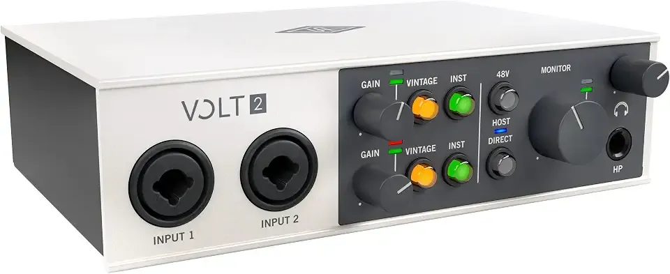 Universal Audio Volt 2 USB Audio Interface | 2x2 USB-C interface with 610 tube emulation and MIDI for musicians, podcasters and streamers