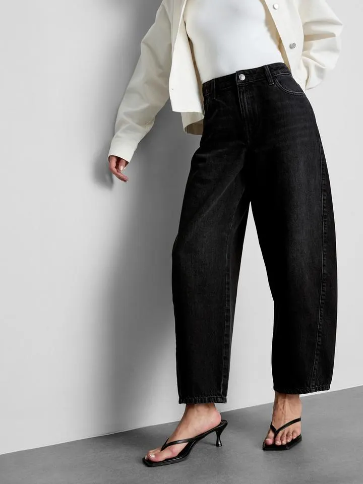 Jean barrel en denim de coton