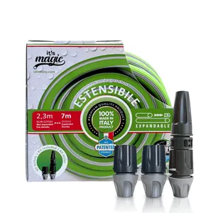 Idroeasy, Tubo da Giardino Estensibile 7 Metri 1/2'', Kit Completo con Lancia, Canna Acqua Estensibile 3x, Anti-Nodo e Antitorsione, Made in Italy