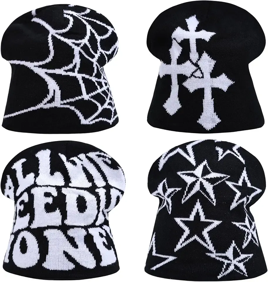 4 Pcs Y2K Beanie Spider Web Beanie
