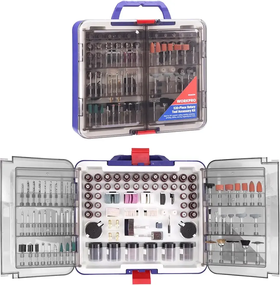 WORKPRO 530-Piece Rotary Tool Accessory Kit, Rotary Tool Bits for Easy Cutting, Grinding, Sanding, Polishing, Cleaning, Drilling, Carving and Engraving