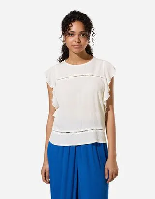 Maglia blusata - Viscosa - Bianco sporco
