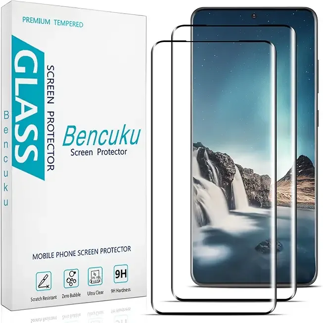 2 Pack Screen Protector for Samsung Galaxy S20 Ultra Tempered Glass Film, 3D Curved Full Screen Coverage, Anti Scratch, Bubble Free