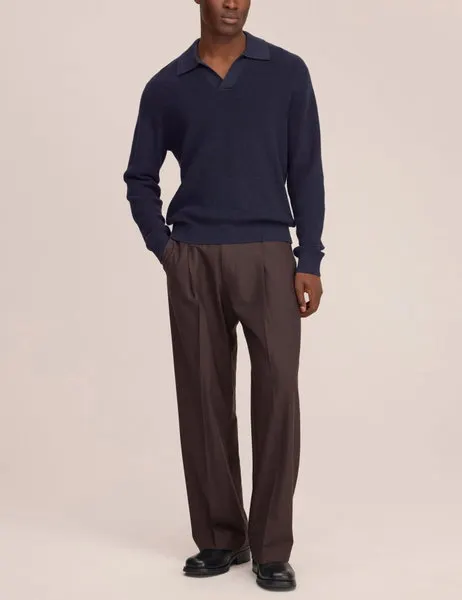 Hope Rib Polo Sweater 60060 Navy Melange