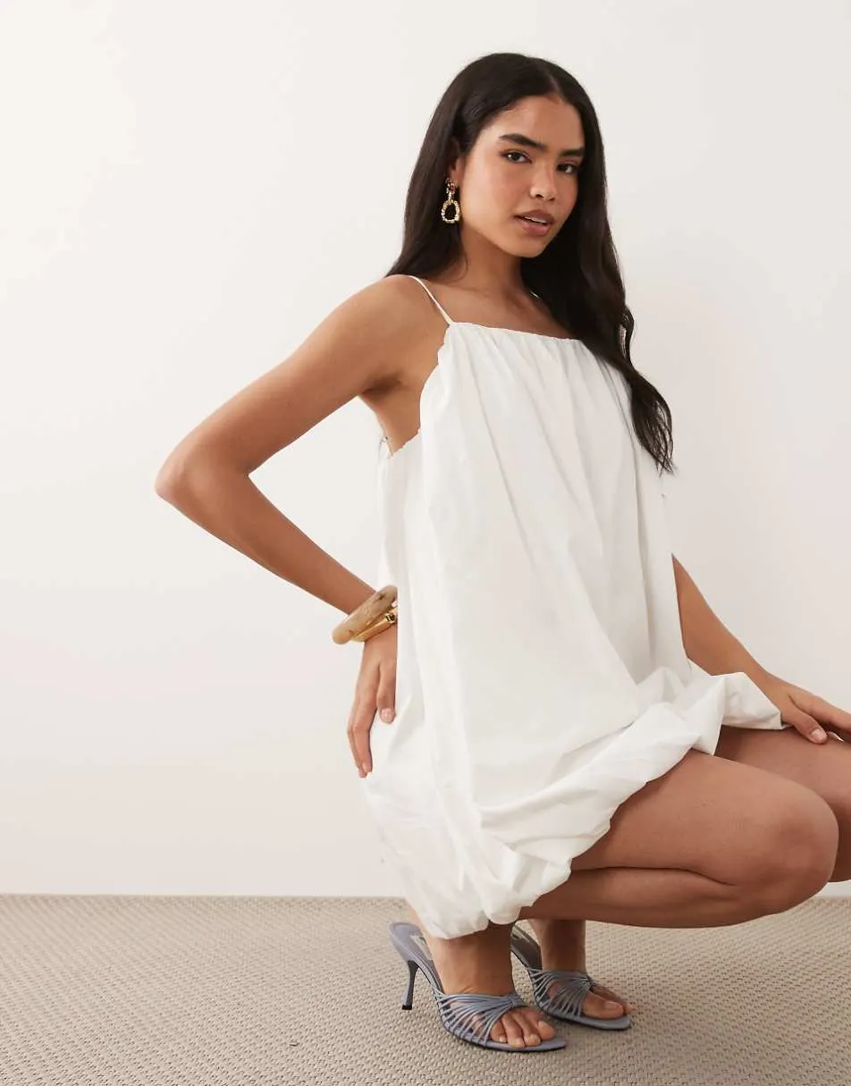 Vero Moda cami strap bubble hem mini dress in white