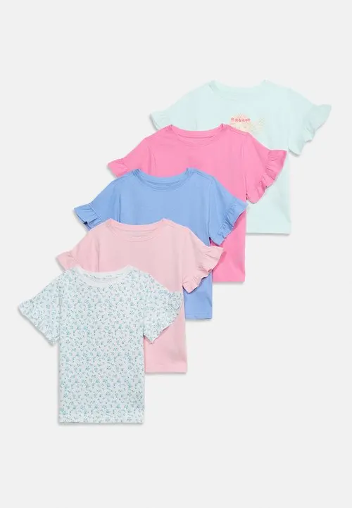5 PACK - T-shirts med print - blu/pink/light green