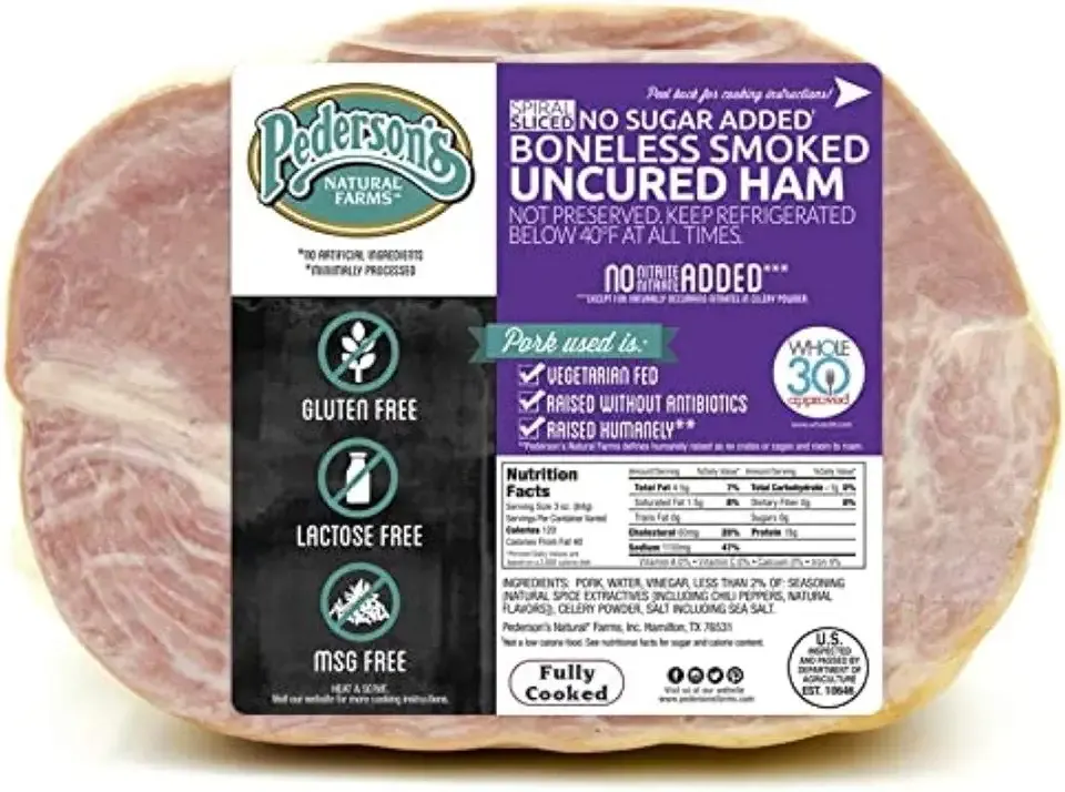 Pederson's Farms, No Sugar, Spiral Sliced, Easter Ham, Uncured Boneless Half Ham, (4 lb average, Serves about 8), Fully Cooked, Whole30 Approved, Keto Paleo Friendly, Made in the US